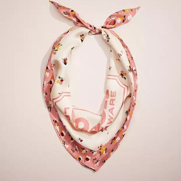 COACH Paint Dab Floral Silk Diamond Scarf - Picture 5 of 5